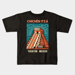 A Vintage Travel Art of Chichén Itzá - Mexico Kids T-Shirt